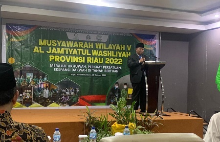 Muswil V Al-Jamiyatul Washliyah Riau Digelar, Ketua MUI Prof Ilyas: Perlu Kerjasama yang lebih Erat